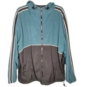 Vintage JanSport Green Black Varsity Windbreaker Jacket Mens LG Sporty School